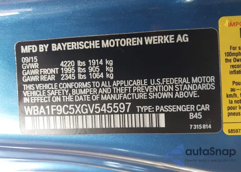 2016 BMW 228I z USA, uszkodzony, nr VIN WBA1F9C5XGV545597